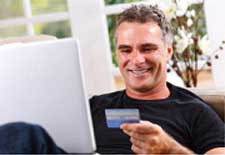 Man holding visa gift card